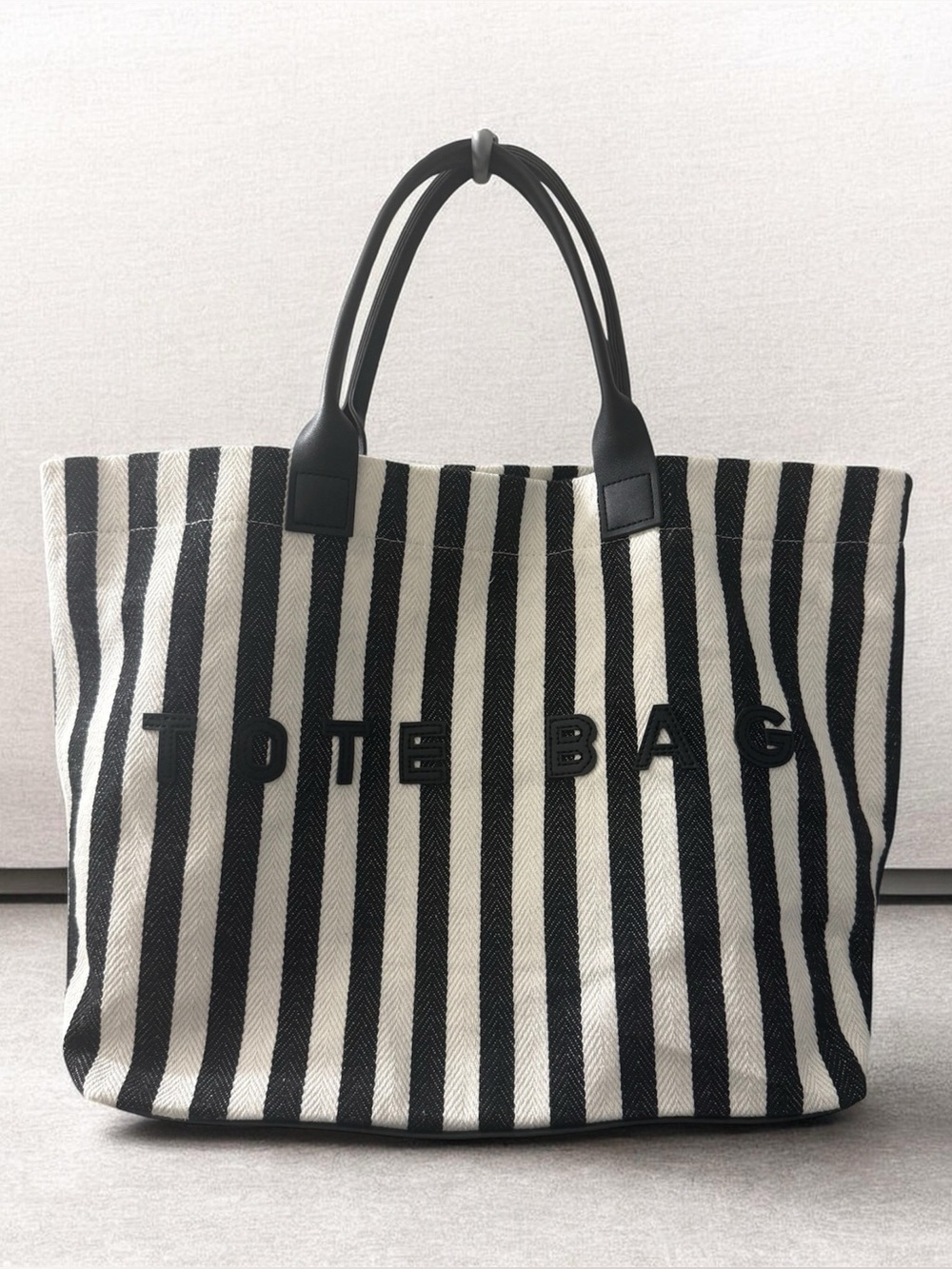 Striped Black & White Tote Bag - THE BAG
